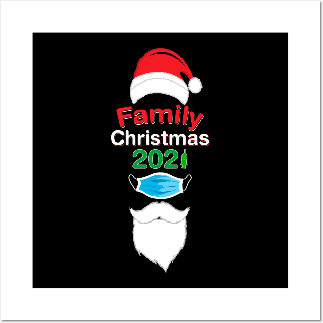 Vaccinated Family Christmas 2021, Cute Merry Chirstmas Fully Vaccinated Tee Wall Art by Printofi.com